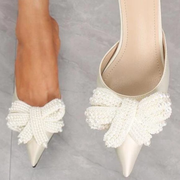 Shoes - Ivory Pearl Kitten Heels